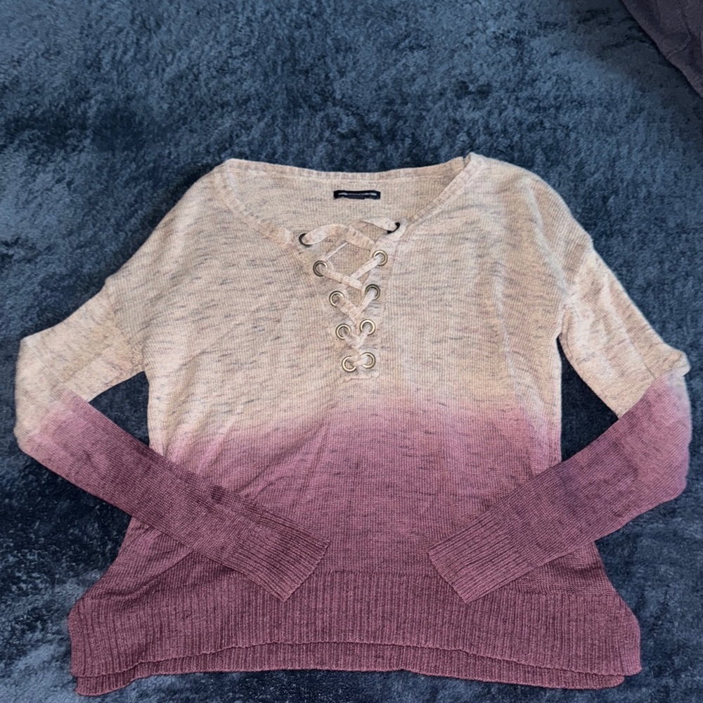 American Eagle Outfitters Purple and Cream Ombre Crop Top